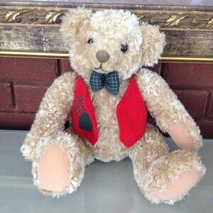 Hallmark Teddy Bear Tyler Brown w/ Red Vest & Bowtie Stuffed Plush Bear